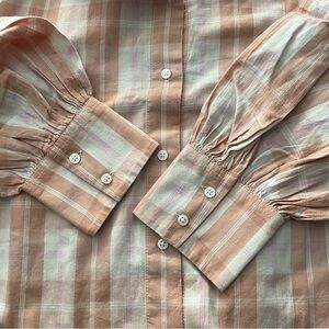 J. Crew Gathered Button Blouse Shirt Featherweight Peach EUC